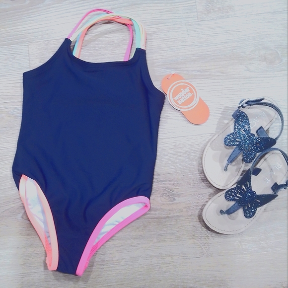 wonder nation Swim Nwts Wonder Nation Girls Navy Swimsuit Poshmark